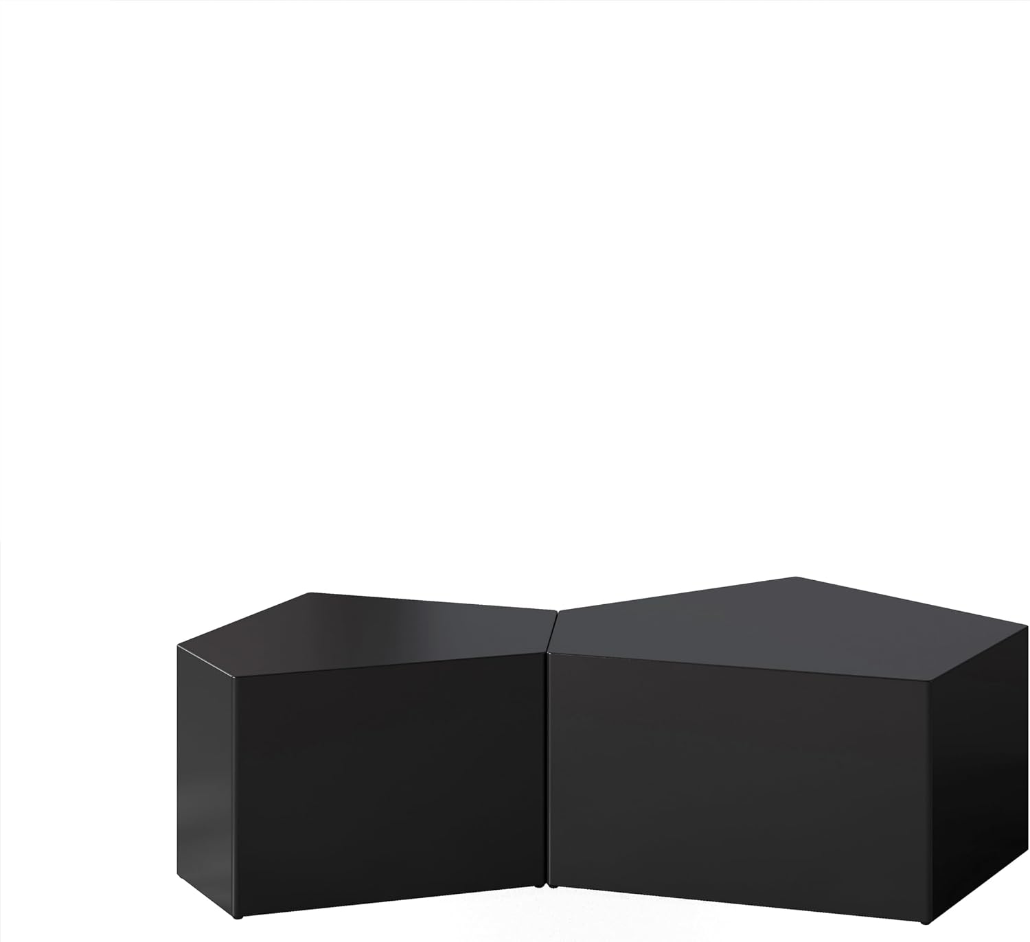 Irregular Nesting Coffee Table Set of 2, Modern Pentagon Side Table Set, 2 Piece Nesting End Table Accent Tables Coffee Table for Living Room Bedroom Apartment - Black
