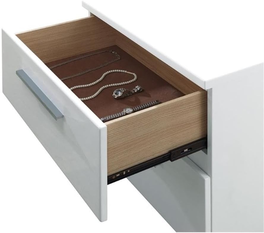Furniture of America FOA Rayland 2pc Glossy White Wood Bedroom Set - Full + Nightstand