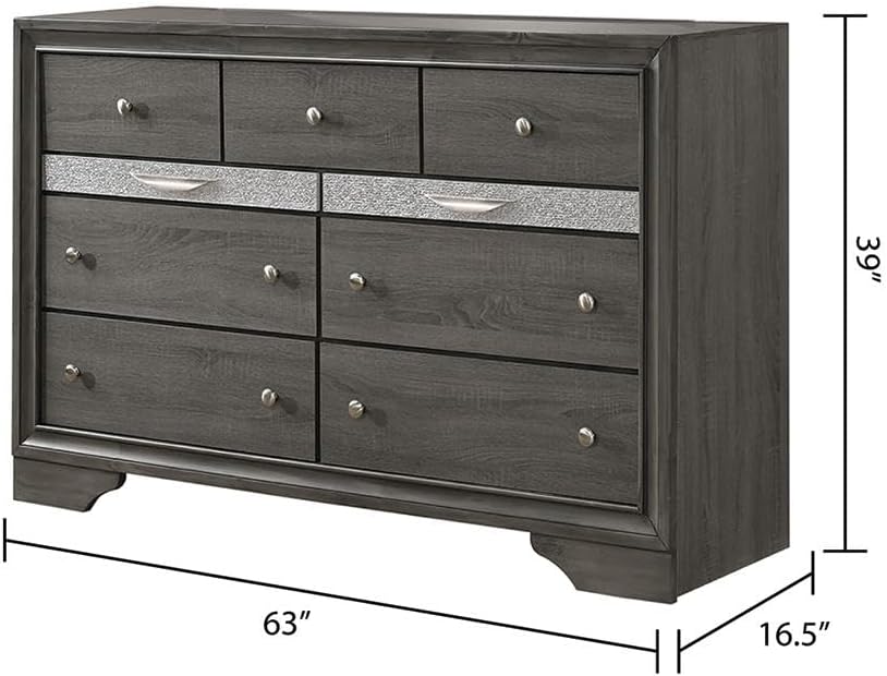 Traditional Style Full 4 Pcs Storage Bedroom Set Made with Wood in Gray