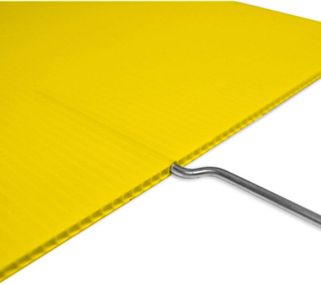 VictoryStore Custom We Buy Houses Yard Sign, 17x22 Inches Yellow Corrugated Plastic House Shaped Set of 100 Signs with Stakes
