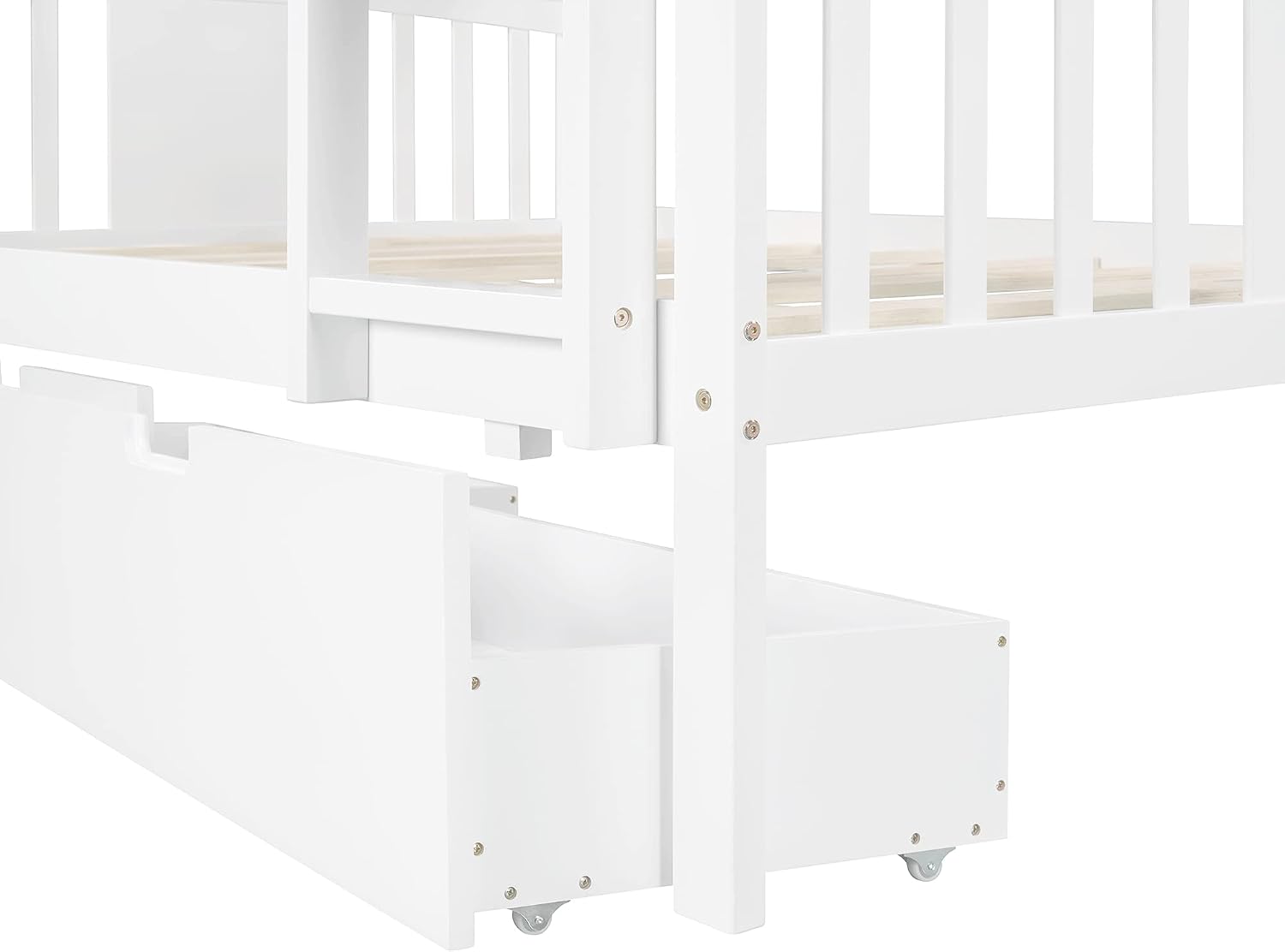 GOWE Full Over Full Bunk Bed with Drawers and Ladder for Bedroom, Guest Room Furniture-White(Old SKU :LT000205AAK)