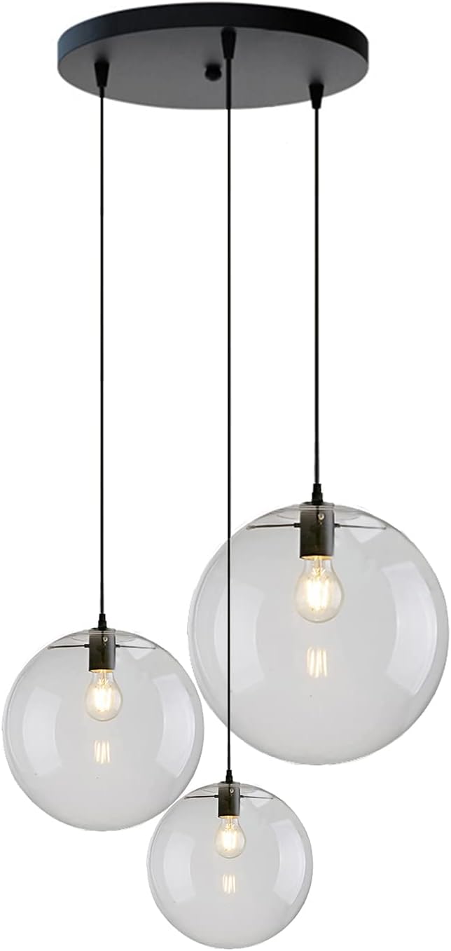 3-Light Multi Pendant Light Fixture Modern Pendant Lighting Chandelier Lamp for Living Room Bedroom Farmhouse (Black)