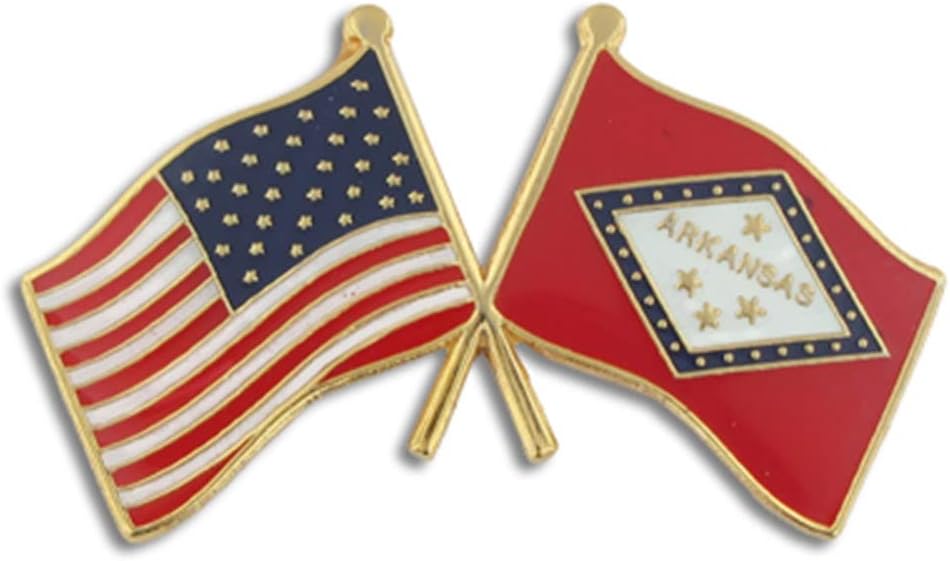 PinMart USA Crossed Friendship American Flag Pin – Gold-Colored Plated Enamel – Clutch Back – Ideal for Events, Awards, Gifts – Durable, Individually Bagged