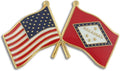 PinMart USA Crossed Friendship American Flag Pin – Gold-Colored Plated Enamel – Clutch Back – Ideal for Events, Awards, Gifts – Durable, Individually Bagged