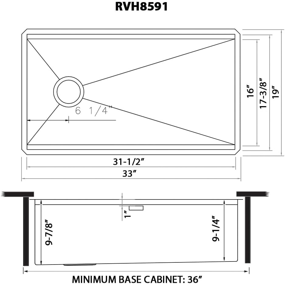 Ruvati 33-inch Workstation Kitchen Sink - Slope Bottom Offset Drain 16 Gauge Stainless Steel Kitchen Sink with Brushed Finish, Easy-to-Clean Undermount Sinks- RVH8591