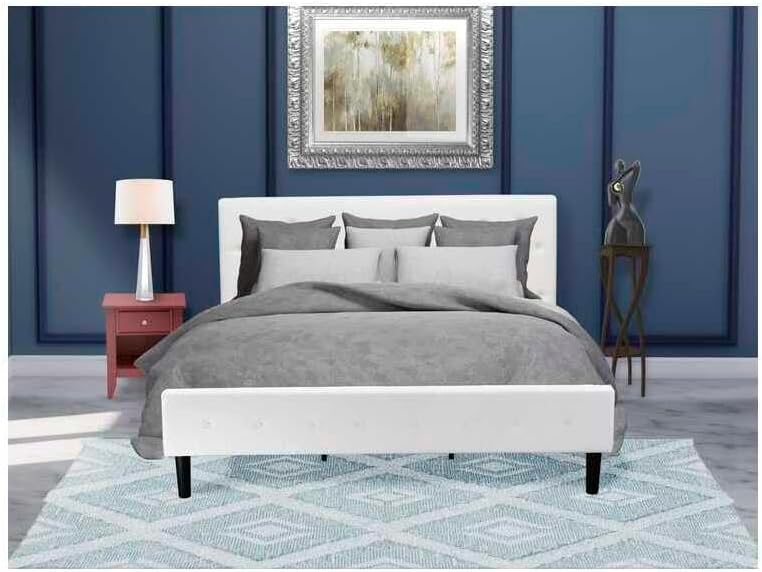HomeStock Rustic Recluse 2 Piece Bedroom Set - Size Button Tufted Bed - Velvet Upholstered Headboard and A Nightstand King/Burgundy/White