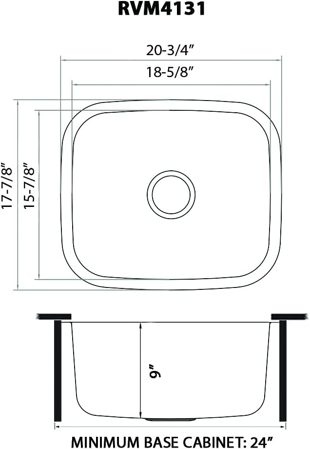 Ruvati 21-inch Undermount 16 Gauge Stainless Steel Bar Prep Kitchen Sink Single Bowl - RVM4131