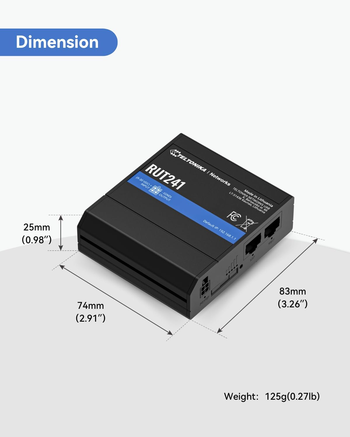 LINOVISION Teltonika RUT241098000 (US Version) Industrial 4G LTE Cellular Router, 4G LTE Wi-Fi Router, Automatic failover, Advanced VPN, Certified by Verizon/AT&T/T-Mobile