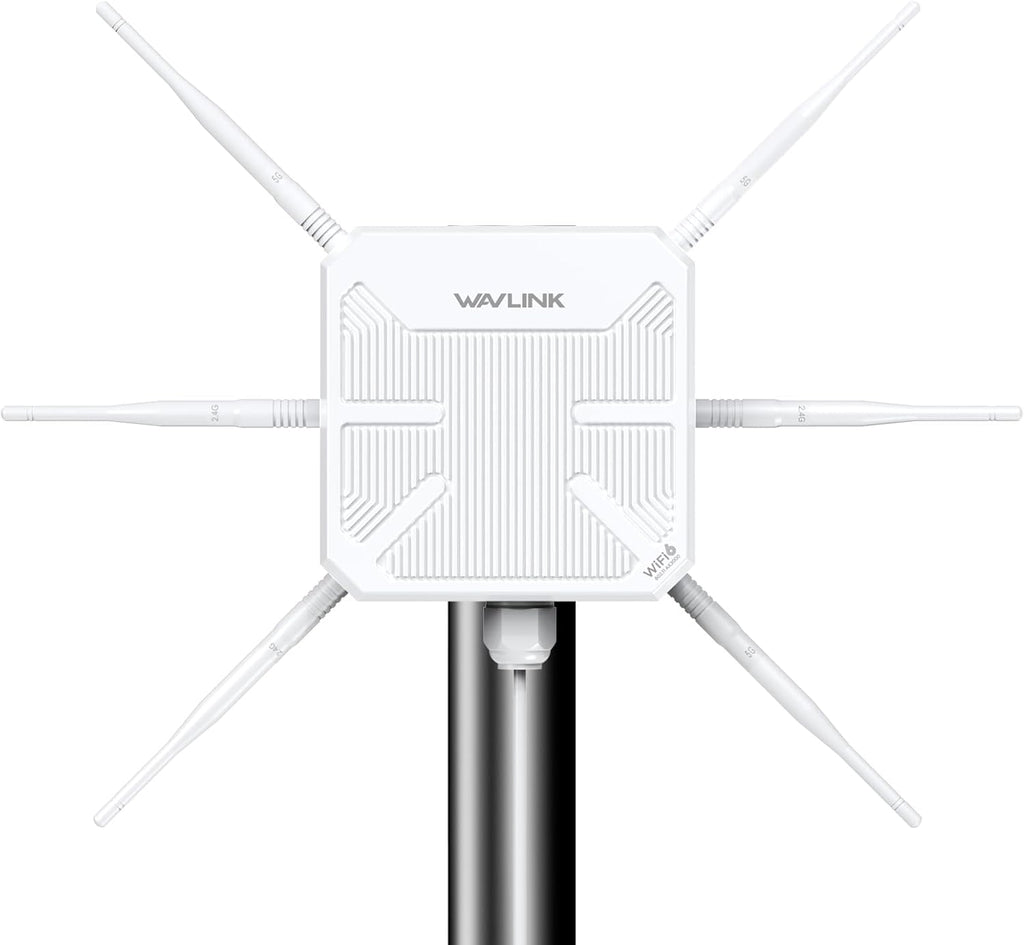 WAVLINK AX3000 Outdoor WiFi 6 Extender, Long Range Outdoor Access Point, 6x7dBi High-Gain Antennas, PoE Powered, IP67 Waterproof Lightning Protection, Starlink Compatible for Farm, RV, Cameras