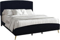 HomeStock Velvet Upholstered Panel Bed - Modern Black Bedroom Furniture King