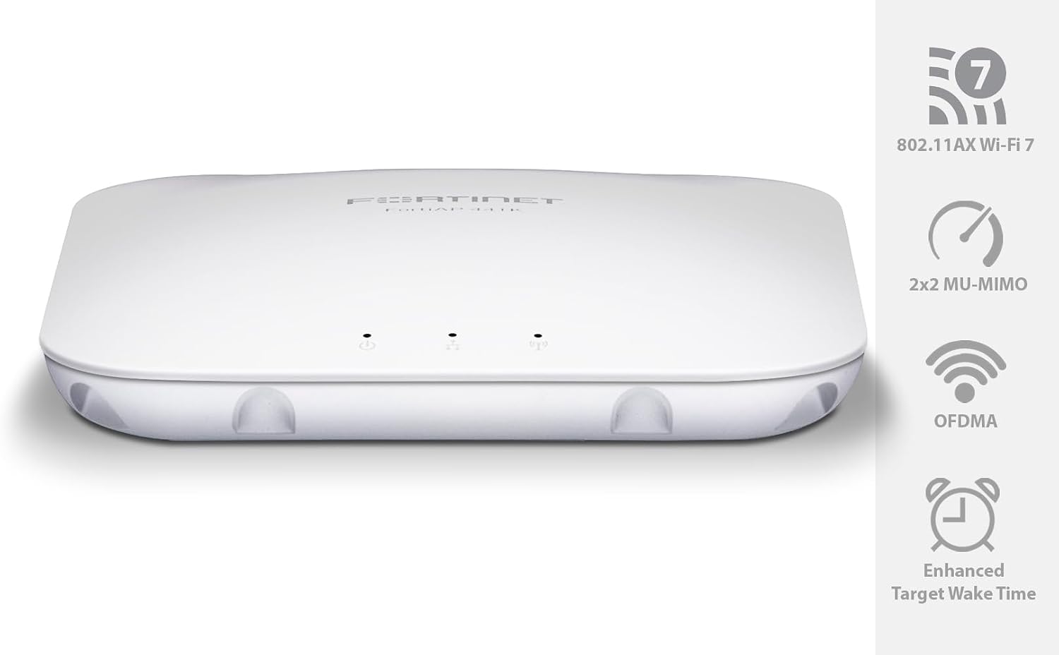 Fortinet FortiAP 241K Wi-Fi 7 Indoor Access Point | Quad-Radio | 2.4GHz/5GHz/6GHz Bands | 10 Gigabit Ethernet | BLE/ZigBee | WPA3 Security | PoE+ | Ceiling/Wall Mount (FAP-241K-A)