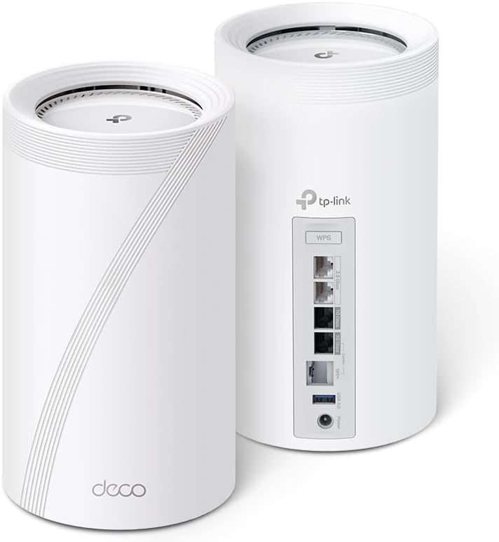 TP-Link Deco BE95 BE33000 Quad-Band WiFi 7 Mesh System - for Whole Home Coverage up to 7800 Sq.Ft w/AI-Driven Smart Antennas, 10G Multi-Gig Ethernet Ports (2-Pack) (Renewed)