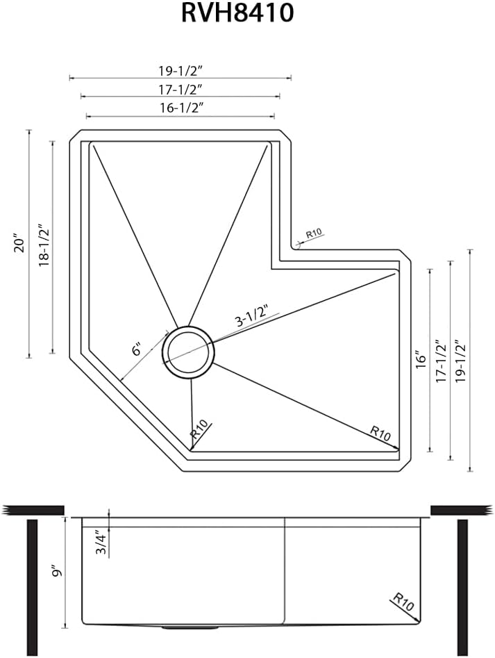 Ruvati Roma Pro Corner Workstation Stainless Steel Undermount Kitchen Sink - RVH8410ST