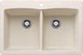 BLANCO 443067 Diamond Silgranit Double Bowl Undermount or Drop-In Kitchen Sink, 33' L X 22' W - Soft White
