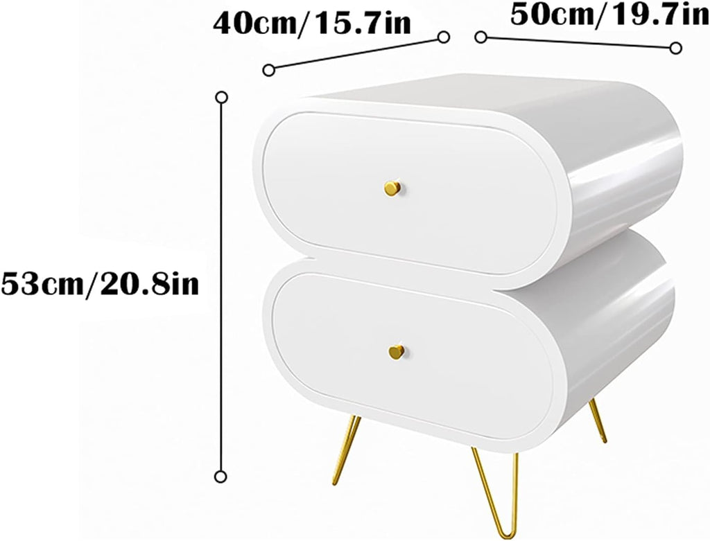 Nightstand Bedside Table Unique Bedside Tables 2 Drawers Wood Nightstand End Table With Stainless Steel Legs Modern Style For Bedroom Storage Furniture 20.8' H Bedroom Furniture Present Full of stars