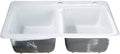 Gourmetier GT33229D2 Petra Galley 33-Inch Cast Iron Double Bowl Drop-In Kitchen Sink, 2-Hole, White