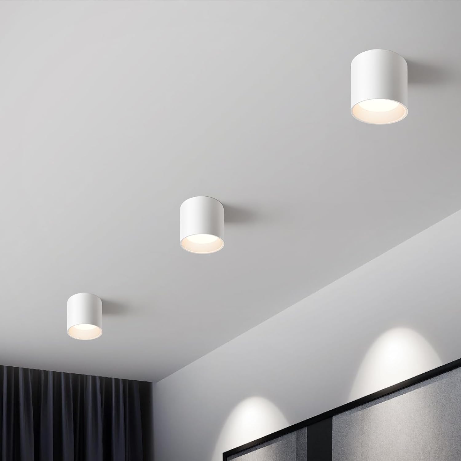 OKELI White Flush Mount Ceiling Light Fixtures for Hallway Entryway, 20W 1800LM 3000K-6000K Dimmable Close to Ceiling-Lighting, Modern LED Cylinder Ceiling-Lamps for Dining Room Living Room, 3Pack