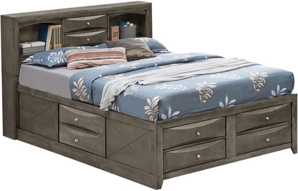 Glory Furniture Marilla King Storage Bed in Gray