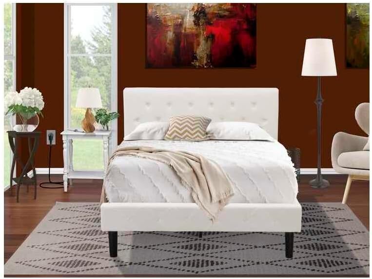 HomeStock Earthy Elegance 2 Piece Bedroom Set - Button Tufted Bed Frame - Velvet Fabric Upholstered Headboard and A Nightstand Full/Urban Gray/White