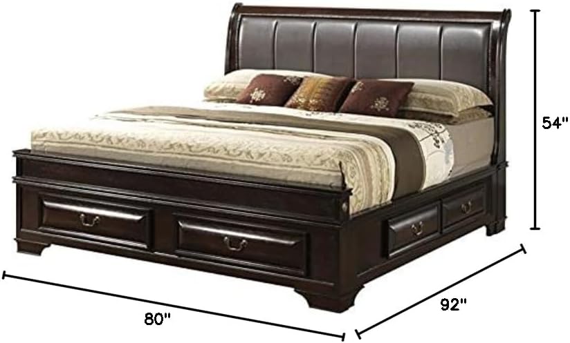 Glory Furniture LaVita King Storage Bed w/Faux Leather Headboard in Cappuccino