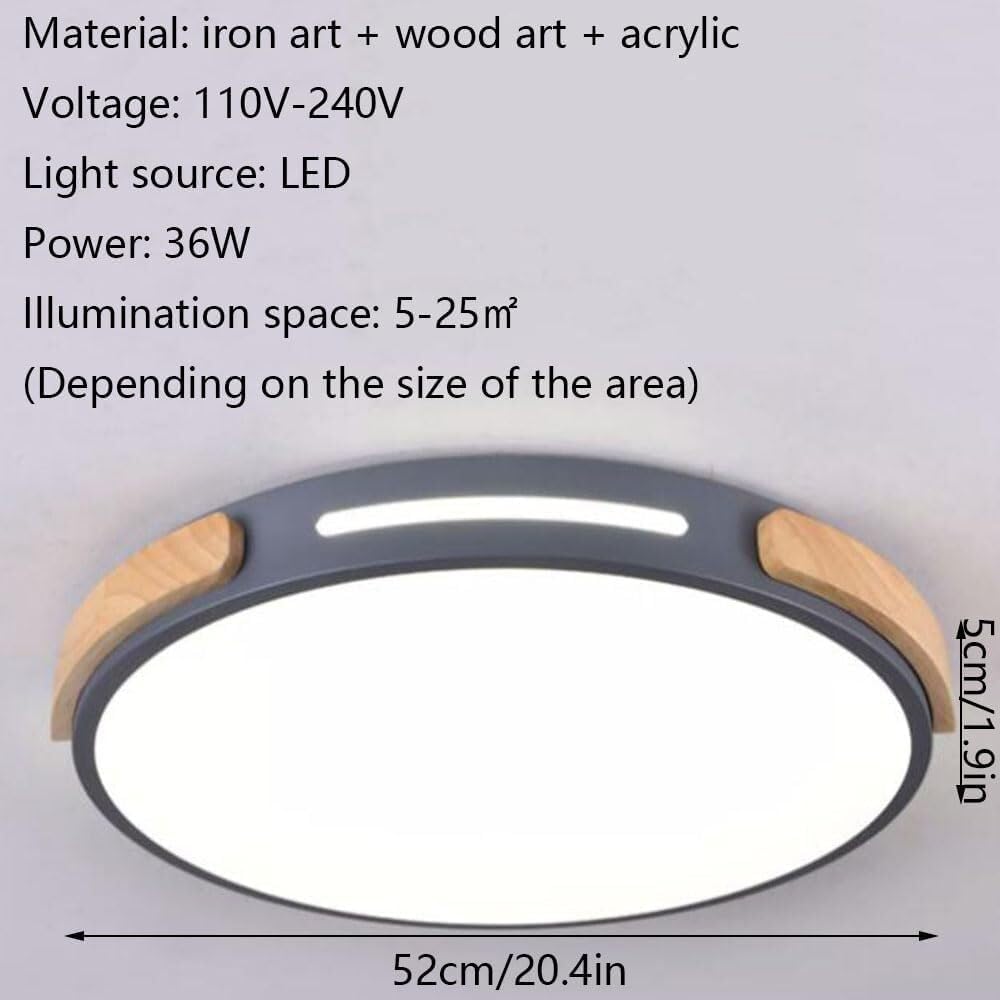 Chinese Style LED Ceiling Lamp Simple Round Macaron Lighting Ceiling Light Flush Mount Flat Ceiling Light Fixture for Living Room Bedroom Dining Room Kitchen Study Room Corridor(White,52cm)
