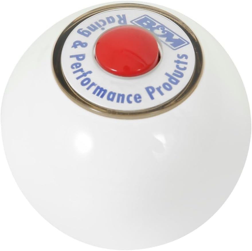 B&M 46112 White Replacement Shifter Knob with Button and SAE Threads