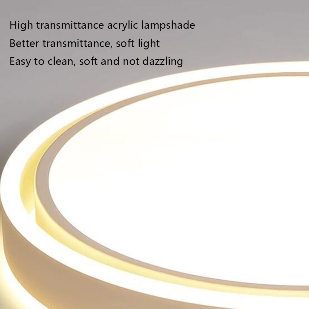 Three-Color Dimming Ceiling Light Thin Flat Modern Flush Mount Ceiling Lamp Warm Romantic Home LED Ceiling Light Fixture for Living Room Bedroom Dining Room Kitchen Study Room(Gold,58cm)