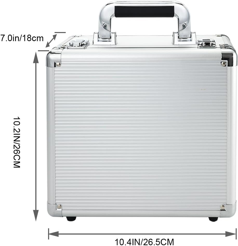 Aluminum Alloy Toolbox Storage Carry Case,Portable Travel Luggage Organizer Box for Audio GuestBook Telephone with Classic Retro Craftsmanship(Silver)