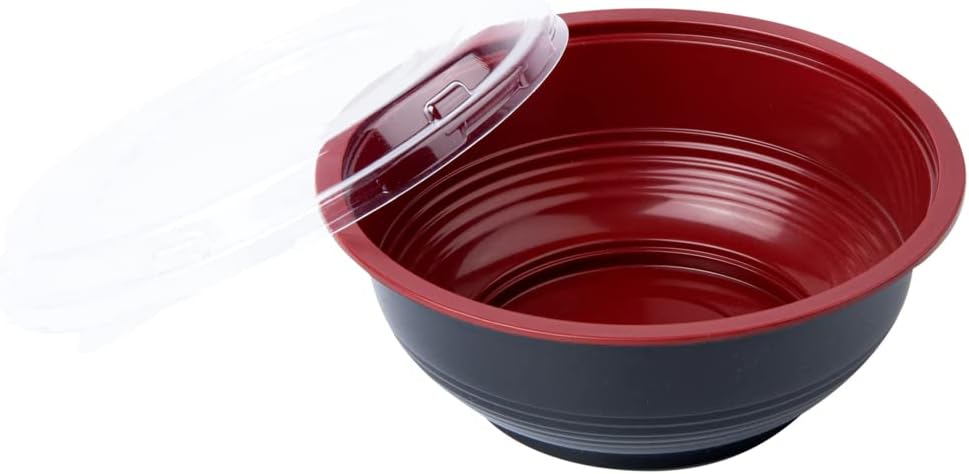 24 Ounce Food Containers, 200 Disposable Salad Bowls - Lids Included, Microwavable, Black And Red Plastic To Go Bowls, Asian Inspired, Perfect For Picnics, Or Take Outs - Restaurantware