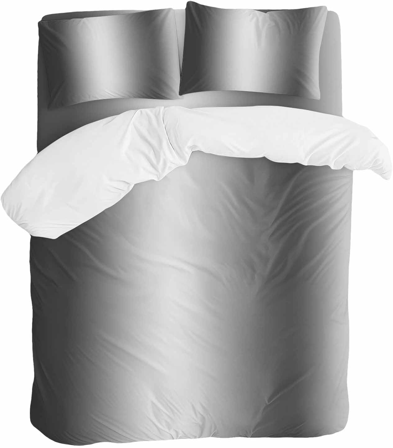 Gradient Gray Black Duvet Cover Set Queen Size 4 Pieces Modern Abstract Minimalist Grey Ocean Beach Bedding Set with Zipper Closure, 1 Comforter Cover 90x92 Inches 1 Flat Sheet & 2 Pillow Cases