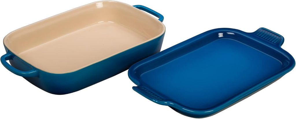 Le Creuset Stoneware Rectangular Dish with Platter Lid, 14 3/4' X 9', Marseille