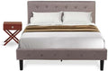 HomeStock African Artistry 2 Piece Bedroom Set - Button Tufted Platform Bed Frame - Velvet Fabric Upholstered Headboard and A Nightstand Full/Burgundy/Brown Taupe