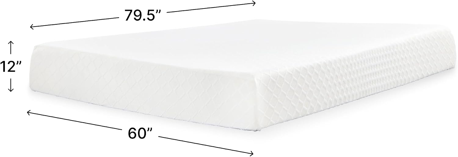Signature Design by Ashley Chime 12 Memory Foam Mattress, Medium Firm Contouring Support, Thick Memory Foam for Pressure Relief, Mattress in a Box, Queen Size