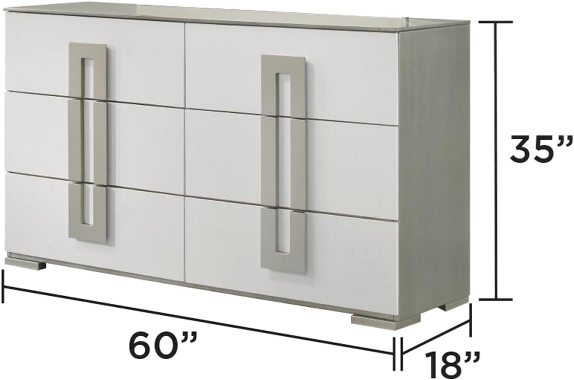 Contemporary Style 4 Pc Full Bedroom Set with LED Headboard Made with Wood in White