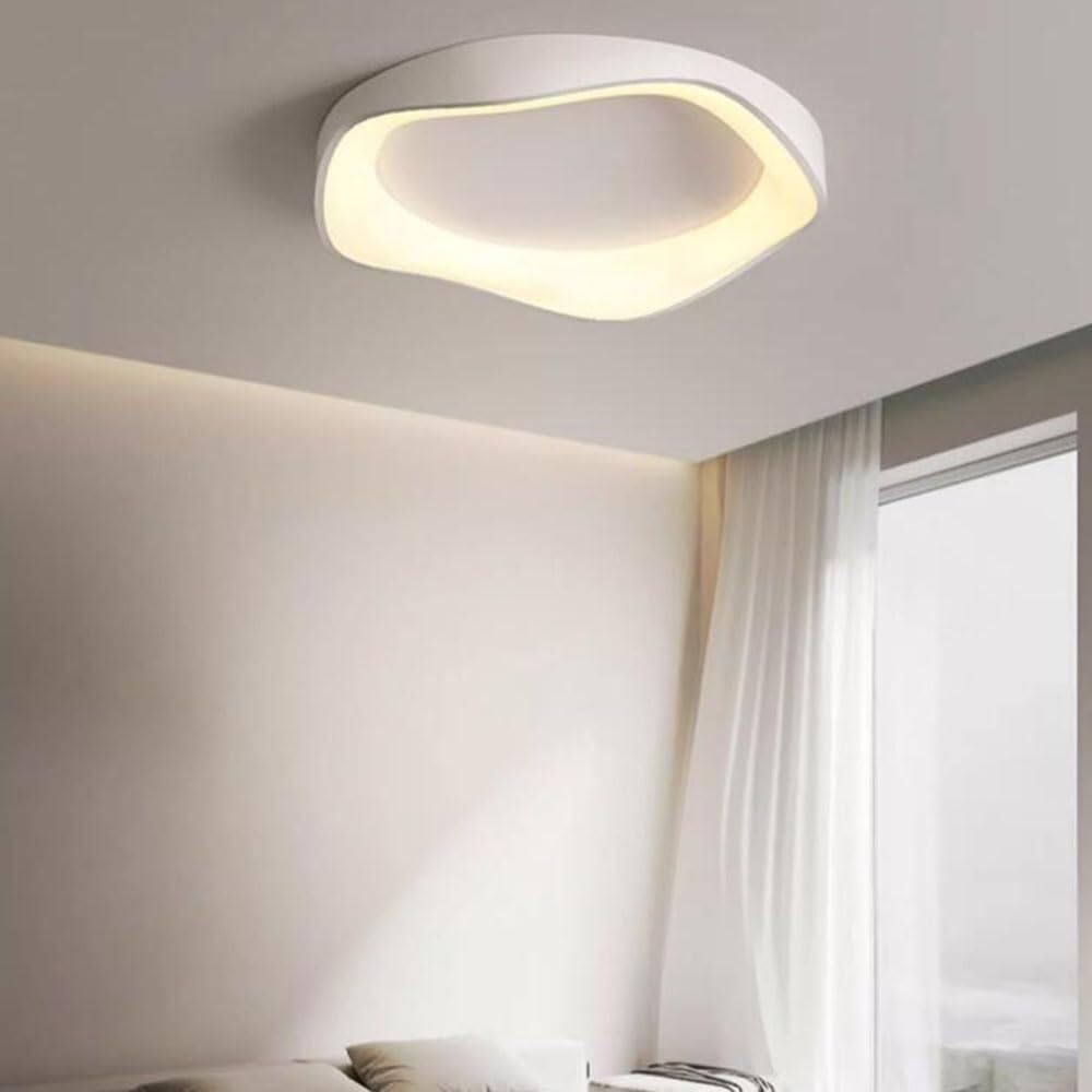 Three-Color Dimming Ceiling Light Side Emitting Design Lighting Ceiling Lamp Creative Modern Minimalist Flat Ceiling Light Fixture for Living Room Bedroom Dining Room Study Room(White,42cm)