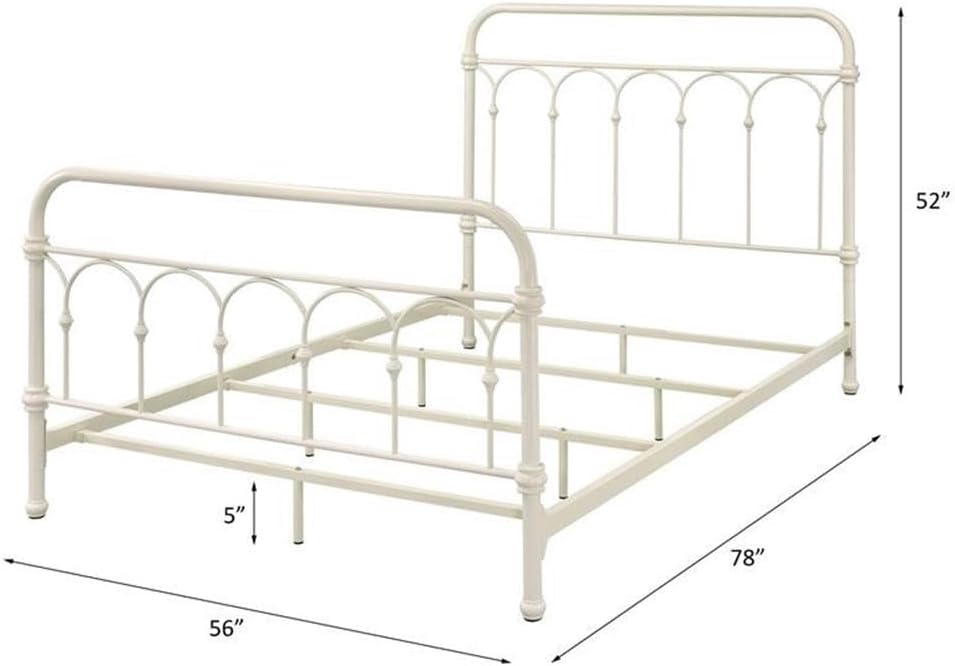 Acme Citron Metal Full Bed with Spindle Headboard and Footboard in White