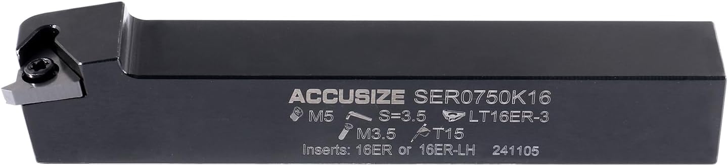 Accusize Industrial Tools 3/4'' Shank Indexable Thread Tool Set, 12Pcs Un External Thread Right, 0028-0283