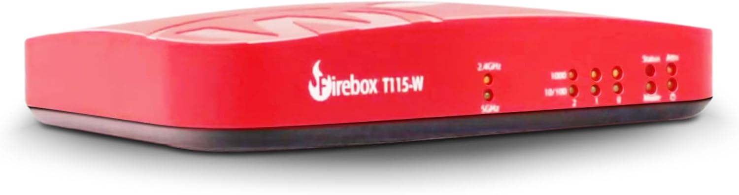 WatchGuard Firebox T115-W with 5 Year Basic Security Suite - Wi-Fi 7 Tabletop Firewall, 3X 1Gb Ports, Silent Fanless Security for Small Offices (WGT116035)
