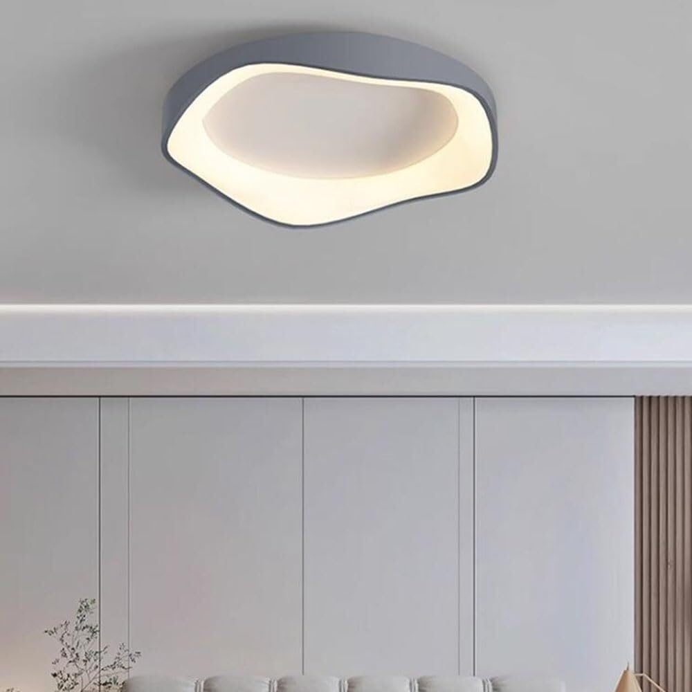 Three-Color Dimming Ceiling Light Side Emitting Design Lighting Ceiling Lamp Creative Modern Minimalist Flat Ceiling Light Fixture for Living Room Bedroom Dining Room Study Room(A Gray,42cm)