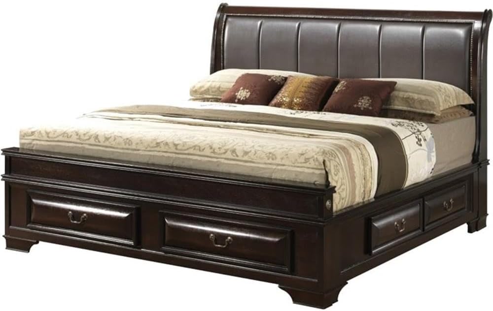 Glory Furniture LaVita Full Storage Bed w/Faux Leather Headboard in Cappuccino