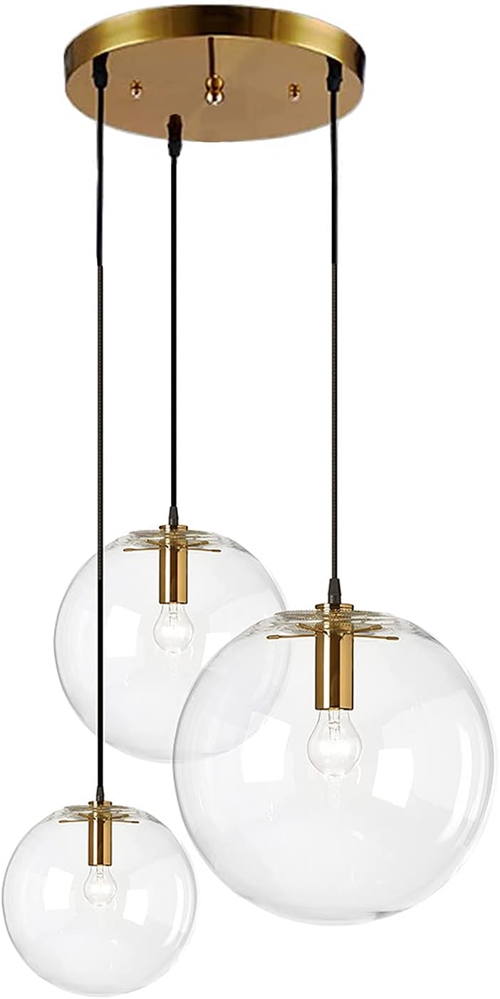 3-Light Multi Pendant Light Fixture Modern Pendant Lighting Chandelier Lamp for Living Room Bedroom Farmhouse (Gold)