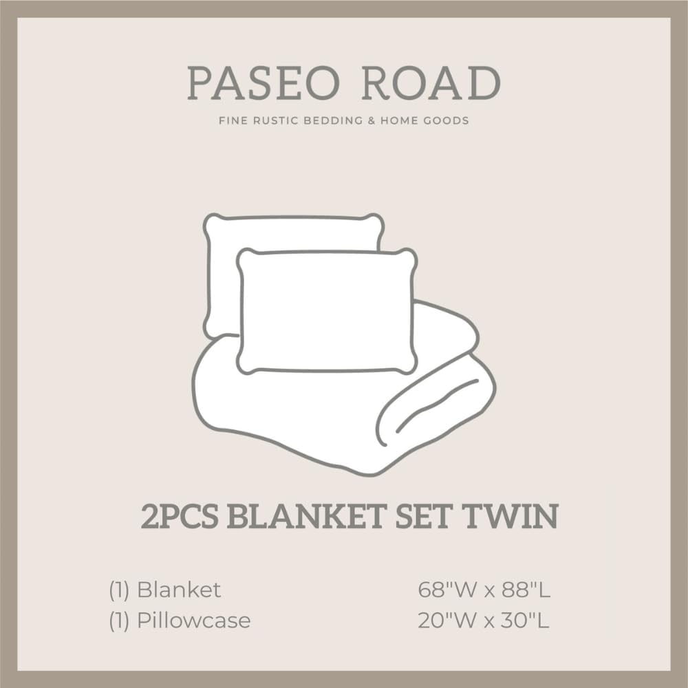 Paseo Road Gila Wool Blend Western Blanket Set, 2 Piece Twin Purple Geometric Print Aztec Blanket, Southwestern Tribal Indian Modern Rustic Warm Blanket Set with Pillow Sham