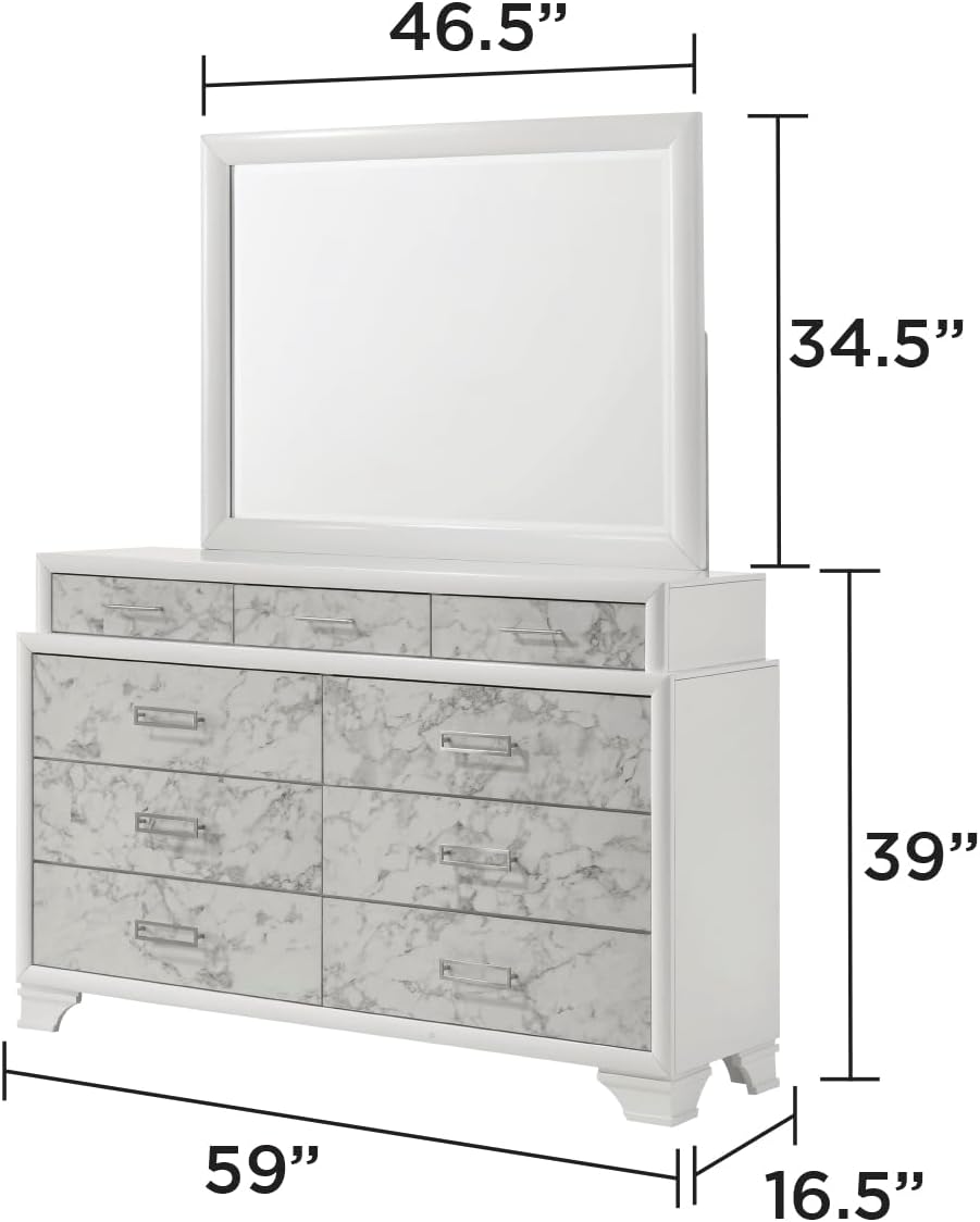 Modern Style Full 5PC Bedroom Set Made with Wood and Drawers in White