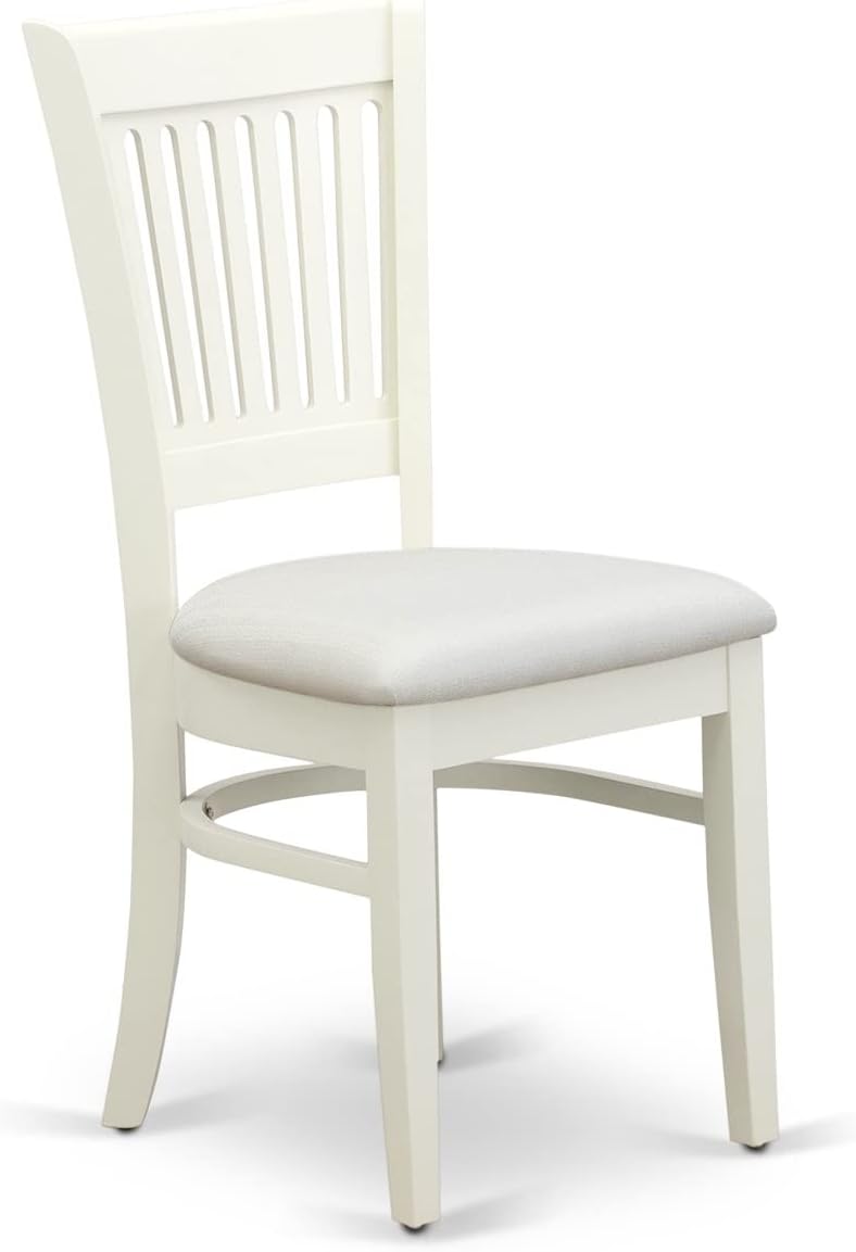 East West Furniture VAC-LWH-C Vancouver Dining Room Chairs - Linen Fabric Upholstered Wooden Chairs, Set of 2, Linen White
