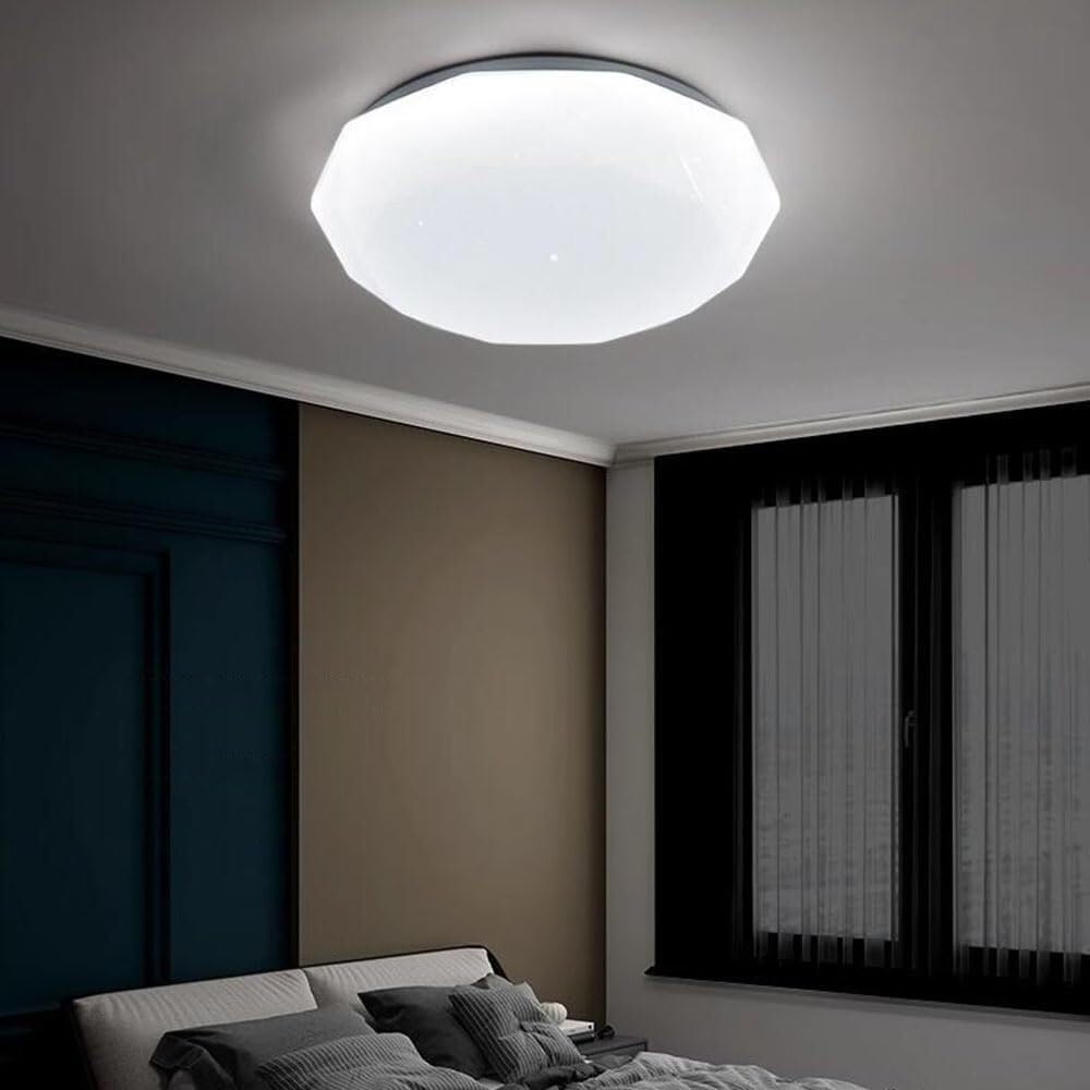 LED Round Ceiling Lamp Side Emitting Design Lighting Ceiling Light Three-Tone Light Flat Ceiling Light Fixture for Living Room Bedroom Dining Room Kitchen Study Room Corridor(40cm)