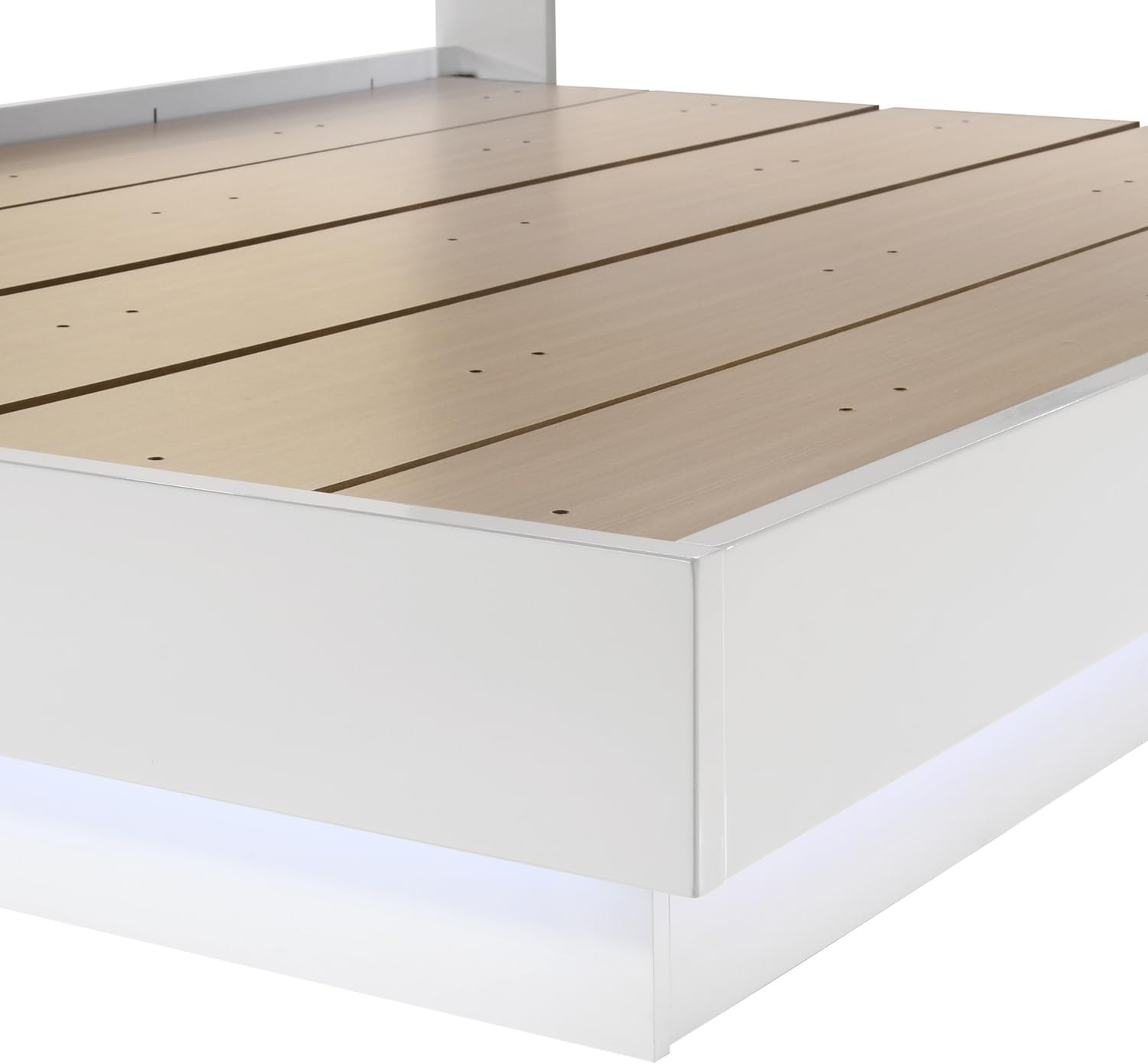 HomeStock Platform Bed with Lighting - Modern Bedroom Furniture White/Queen