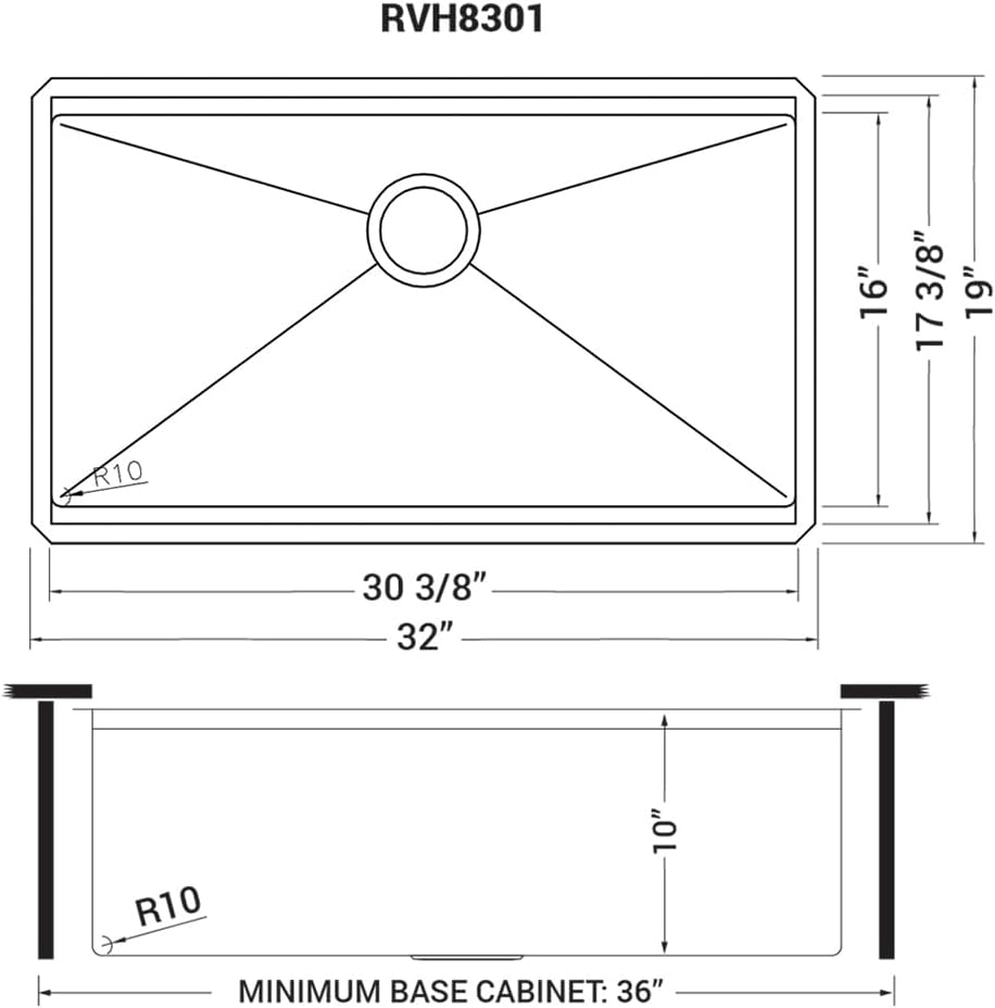 Ruvati 32-inch Round Corner Undermount 16 Gauge Stainless Steel Workstation Kitchen Sink Single Bowl – Soundproof Multifunction Chef Sink with Cutting Board & Accessories – RVH8301