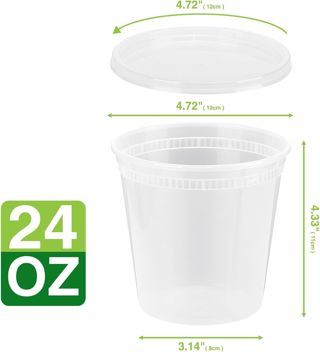 Glotoch Express 24oz Soup and Meal Prep Containers with Lids, Durable BPA-Free Plastic, Stackable Design, Microwave/Freezer/Dishwasher Safe, 240 Pack
