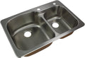 Transolid CTDD33229-2 Classic Stainless Steel 2-Hole Drop-In 75/25 Double Bowl Kitchen Sink, 22 1/64' L X 33' W X 9' H, Brushed Stainless Steel
