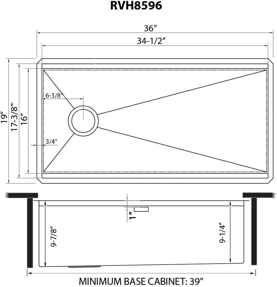 Ruvati 36-inch Rounded Corners Workstation Kitchen Sink - Slope Bottom Offset Drain Undermount Kitchens Sink - 16 Gauge Stainless Steel Kitchen Sinks with Accessories - RVH8596